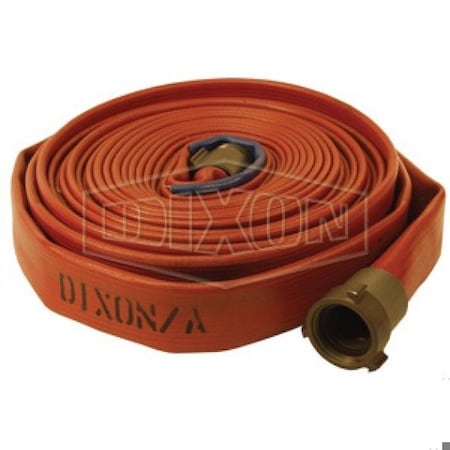 Dixon Light Duty Fire Hose, 1-1/2 in, NPSH, 100 ft L, 225 psi Working, Aluminum, Domestic H515R100RAS